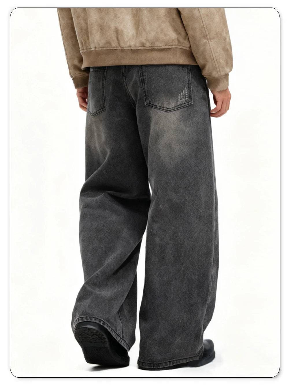 Calças Jeans Masculinas Americanas Retro Cinza, Largas e Confortáveis, Estilo Casual para o Dia a Dia, Calças de Denim de Perna Reta para Quatro Estações