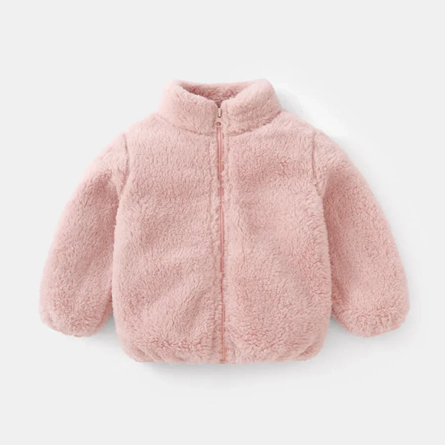 Rosa meninas jaquetas outono casaco de inverno jaqueta de lã térmica para crianças 1 2 3 4 5yrs crianças casacos quentes coreano outerwear