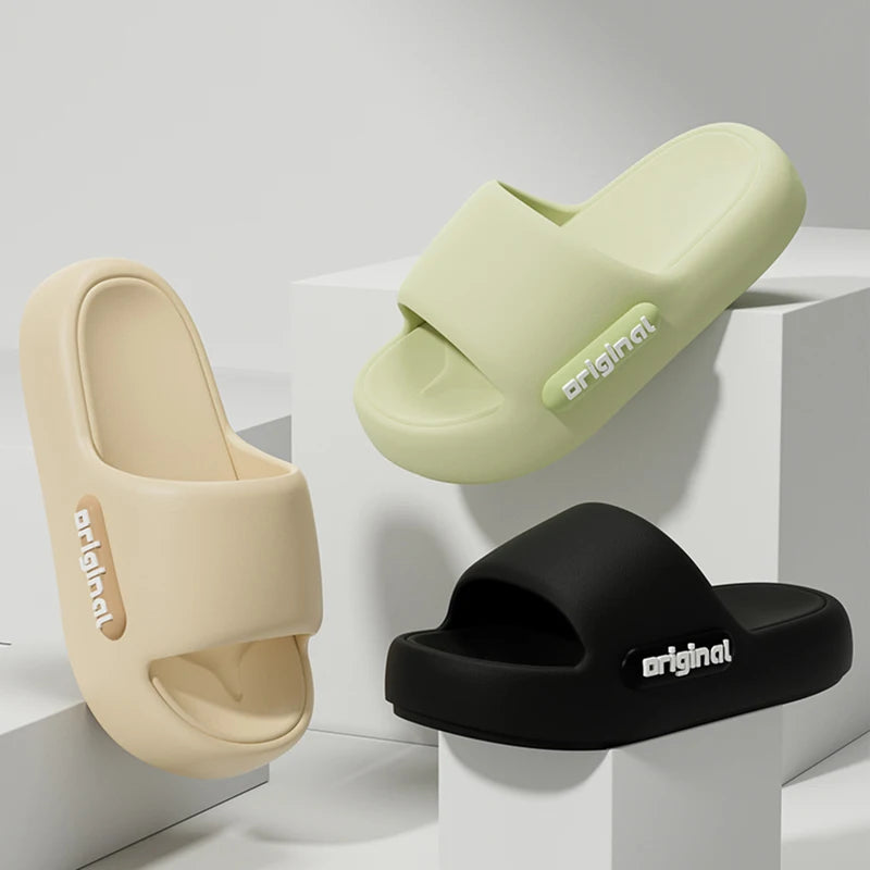 Chinelos de nuvem de fundo grosso moda feminina carta impressão sandálias plataforma mulher 2025 confortável sola macia praia travesseiro slides