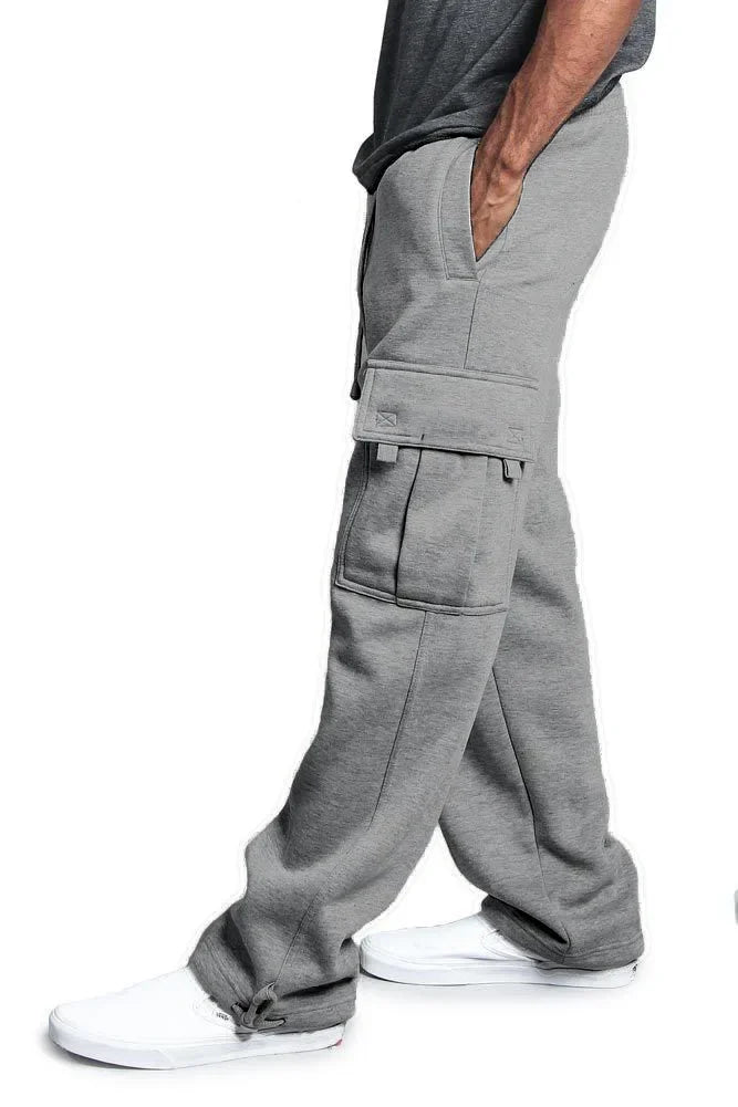 Homens carga jogger calças outono hip hop street wear calças soltas multi bolso cor sólida macacão ginásio esportes wear sweatpants