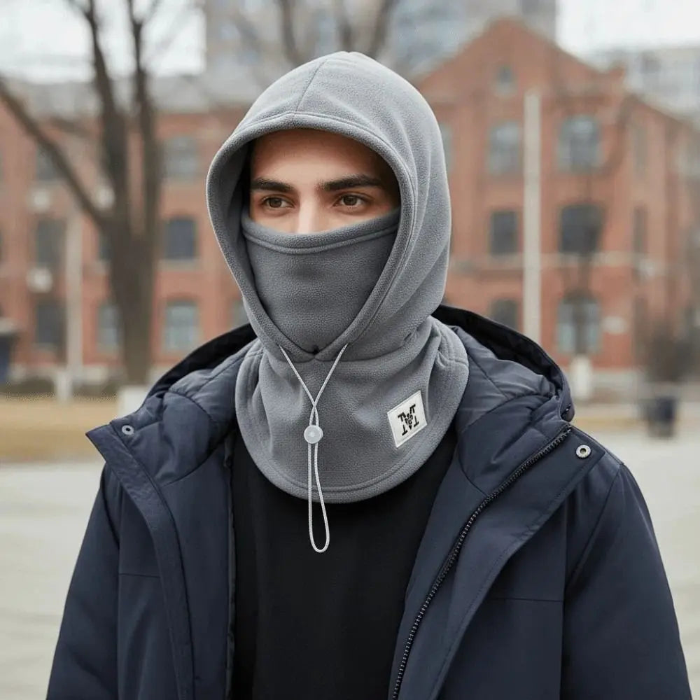 Casual mais quente com capuz pescoço boné à prova de vento cordão inverno pulôver boné anti-frio proteção de ouvido masculino capacete chapéu ciclismo