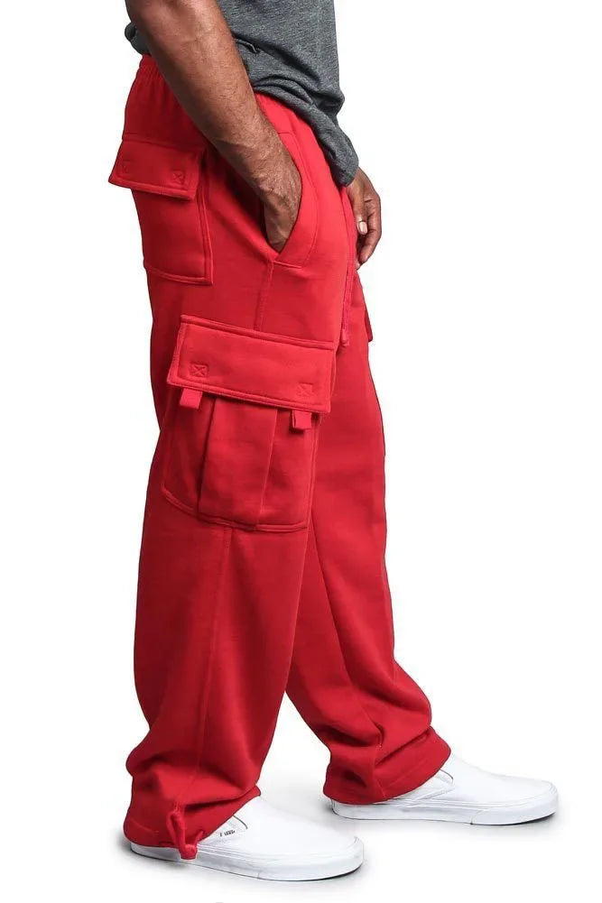 Homens carga jogger calças outono hip hop street wear calças soltas multi bolso cor sólida macacão ginásio esportes wear sweatpants