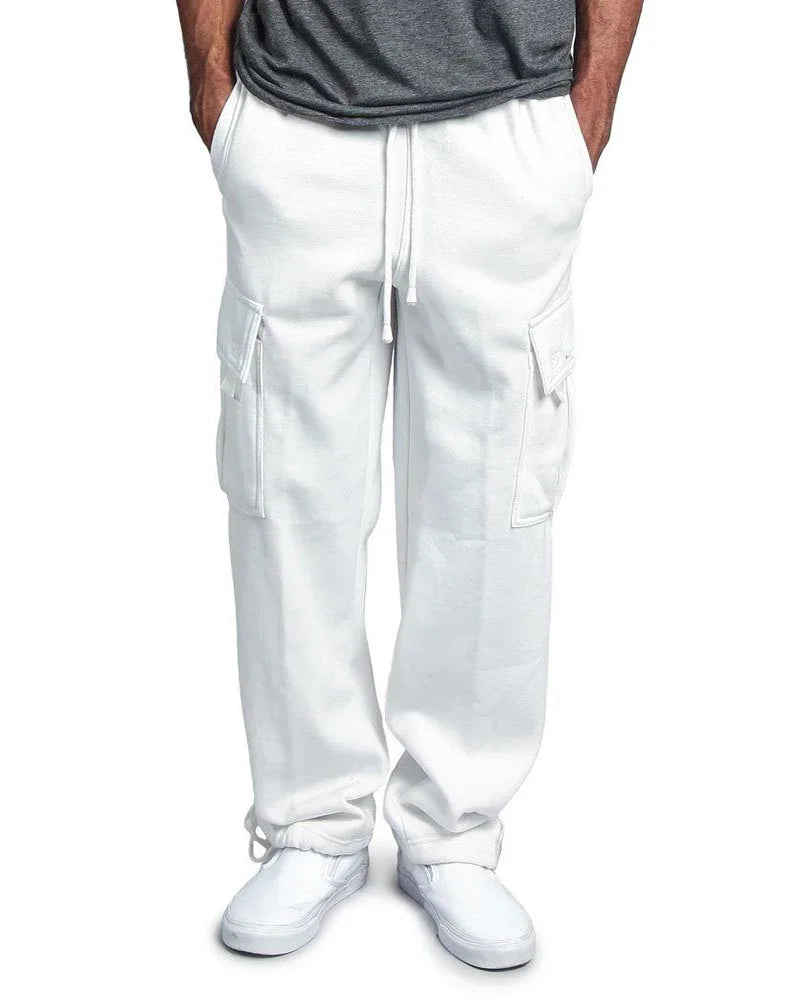 Homens carga jogger calças outono hip hop street wear calças soltas multi bolso cor sólida macacão ginásio esportes wear sweatpants
