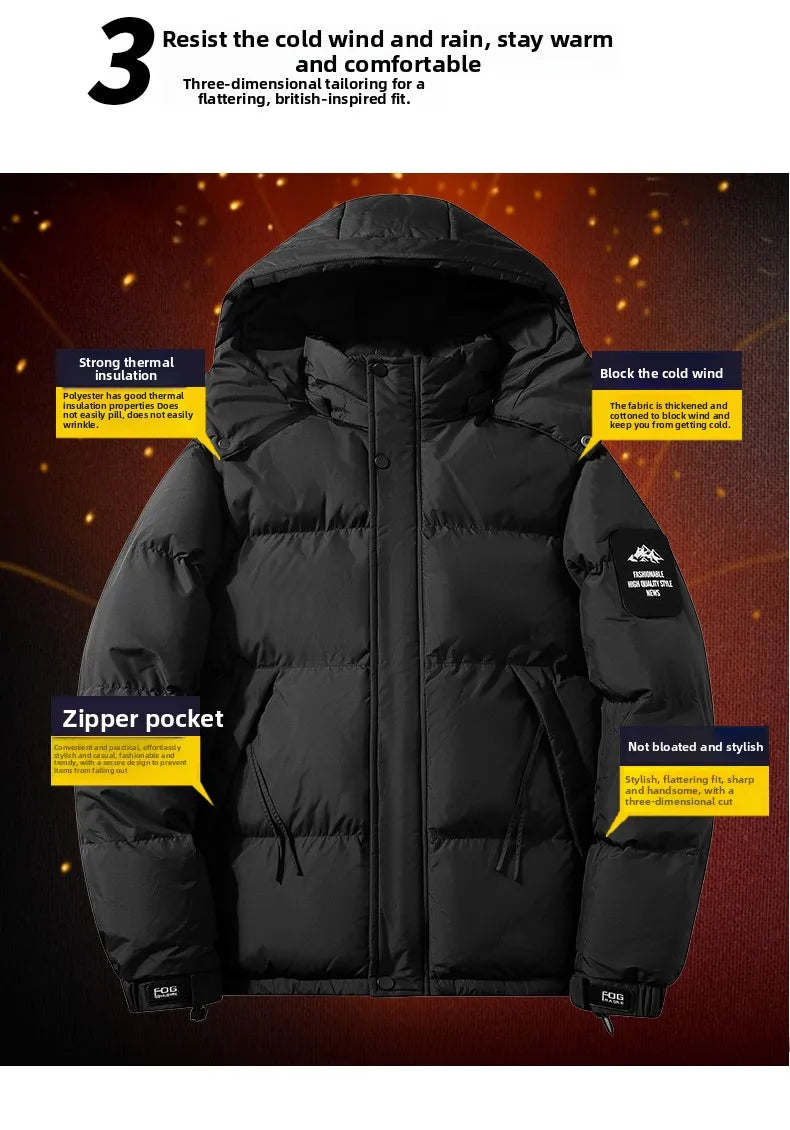 Ao ar livre masculino caminhadas acampamento à prova de vento respirável roupas de algodão quente inverno confortável moda e na moda jaqueta com capuz