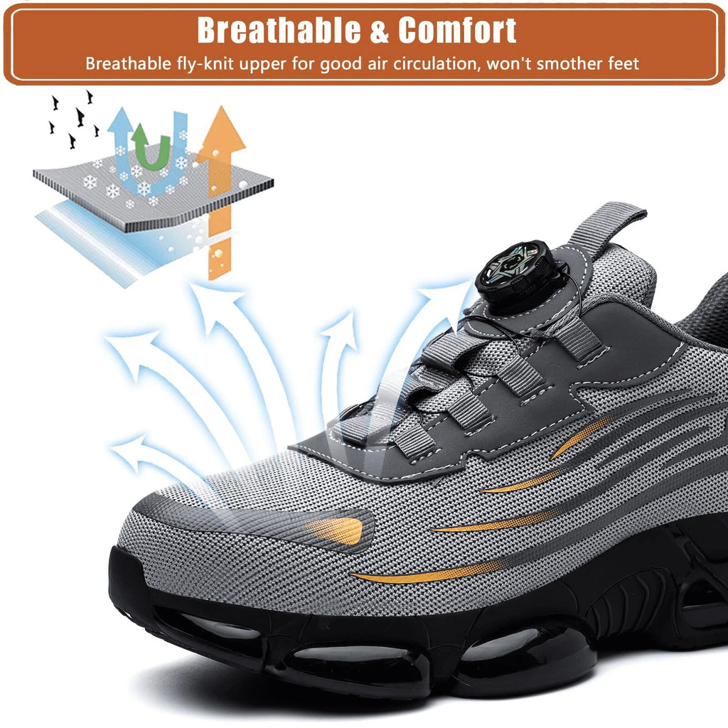 Sapatos de segurança de proteção de dedo do pé de aço indestrutível antiderrapante resistente à abrasão sapatos de trabalho masculino tênis resistente e confortável ﻿
