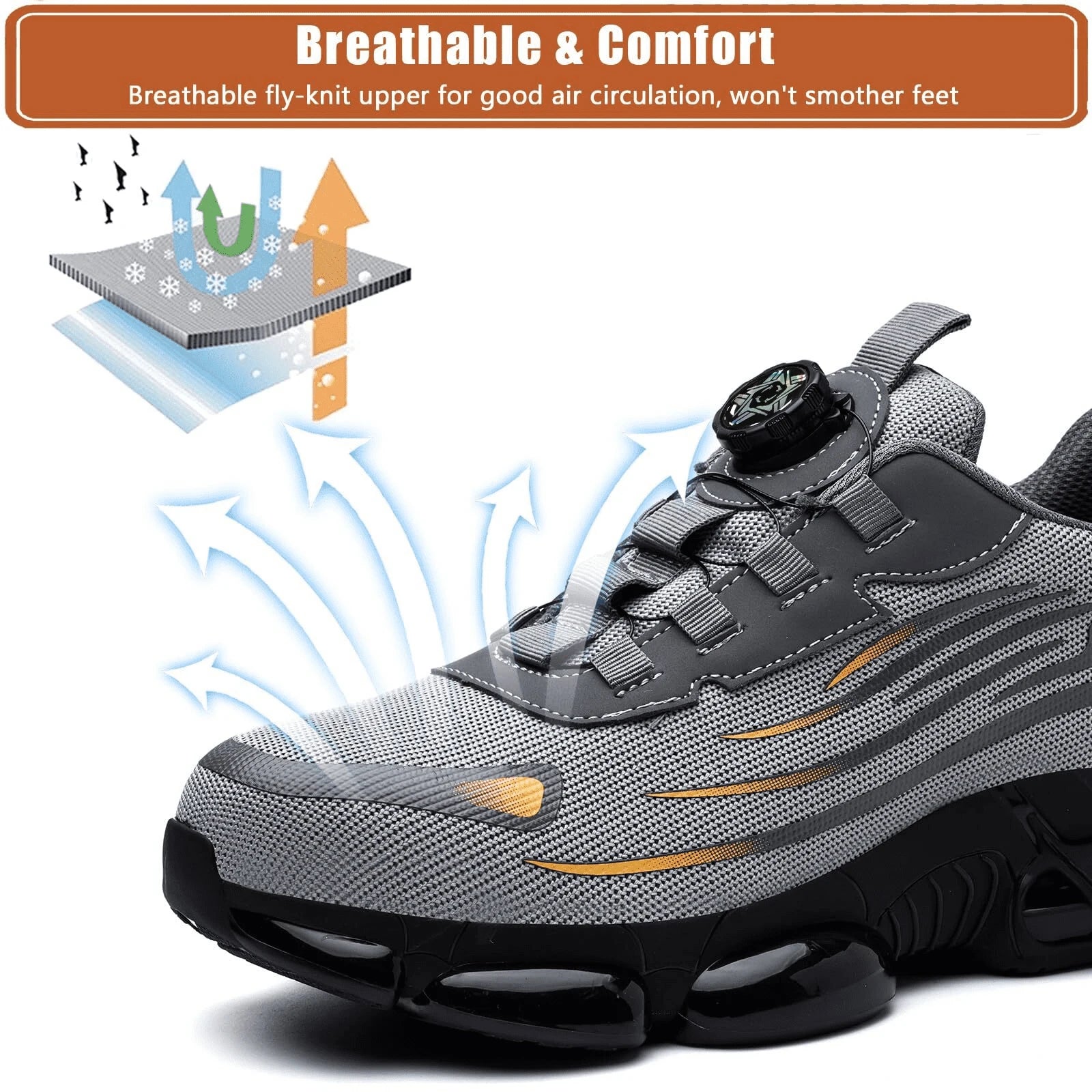Sapatos de segurança de proteção de dedo do pé de aço indestrutível antiderrapante resistente à abrasão sapatos de trabalho masculino tênis resistente e confortável ﻿