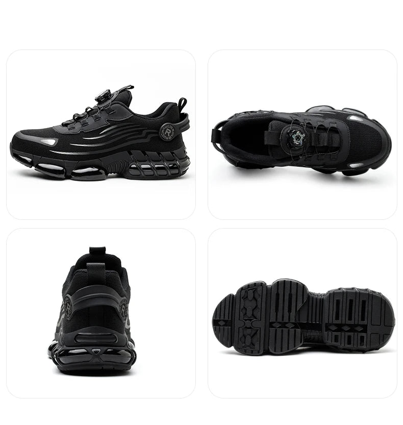 Sapatos de segurança de proteção de dedo do pé de aço indestrutível antiderrapante resistente à abrasão sapatos de trabalho masculino tênis resistente e confortável ﻿