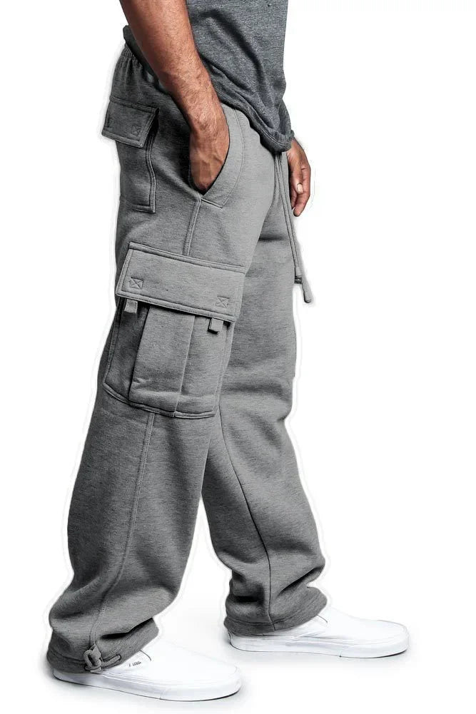 Homens carga jogger calças outono hip hop street wear calças soltas multi bolso cor sólida macacão ginásio esportes wear sweatpants