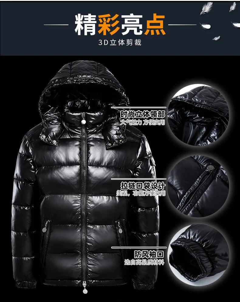 2026 moda impermeável curto algodão jaquetas masculino preto leve neve parkas de alta qualidade brilhante parkas jaquetas de inverno masculino