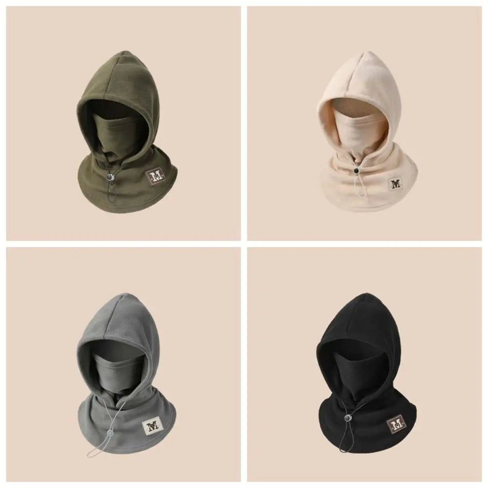 Casual mais quente com capuz pescoço boné à prova de vento cordão inverno pulôver boné anti-frio proteção de ouvido masculino capacete chapéu ciclismo