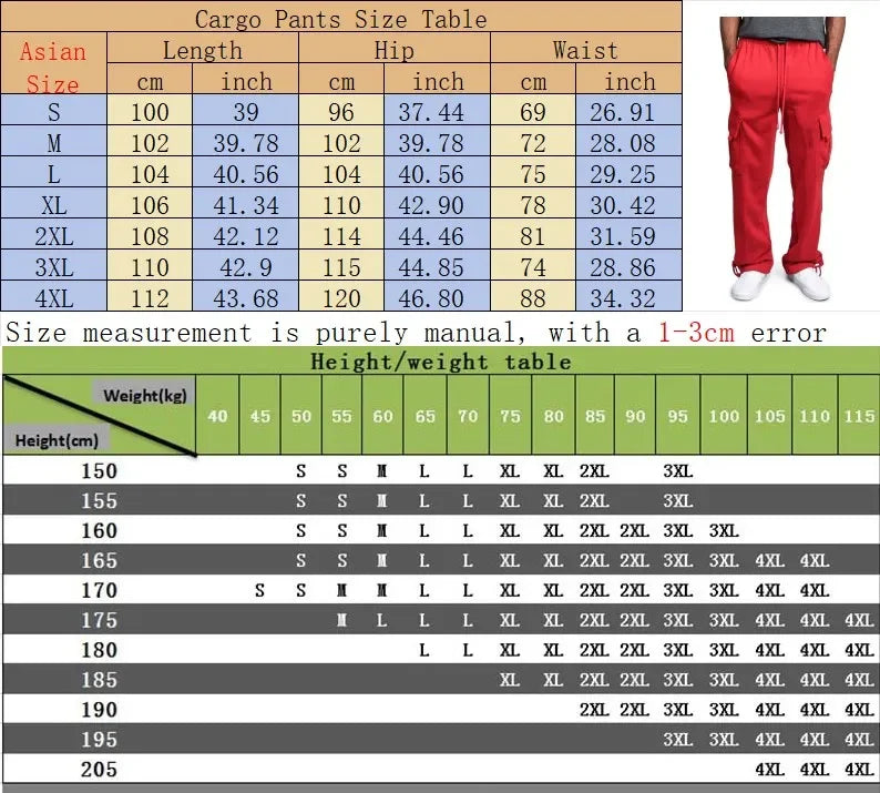 Homens carga jogger calças outono hip hop street wear calças soltas multi bolso cor sólida macacão ginásio esportes wear sweatpants