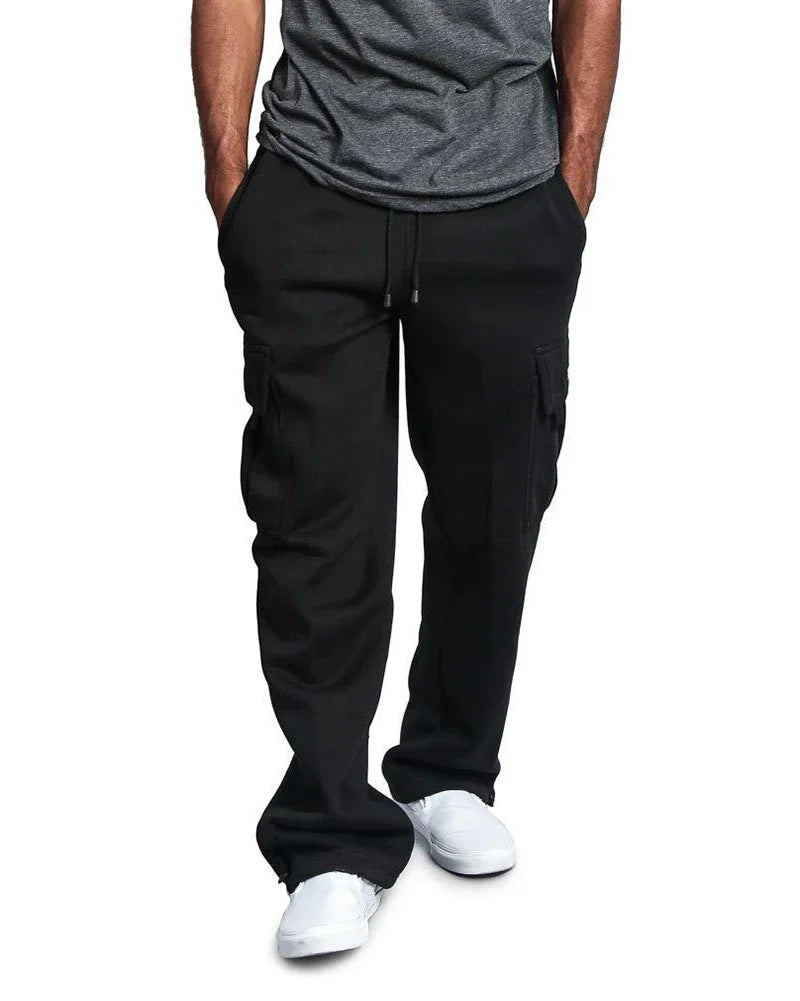 Homens carga jogger calças outono hip hop street wear calças soltas multi bolso cor sólida macacão ginásio esportes wear sweatpants