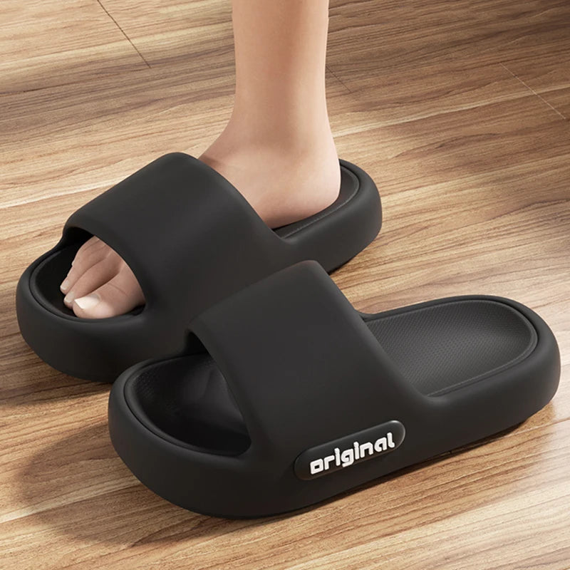 Chinelos de nuvem de fundo grosso moda feminina carta impressão sandálias plataforma mulher 2025 confortável sola macia praia travesseiro slides
