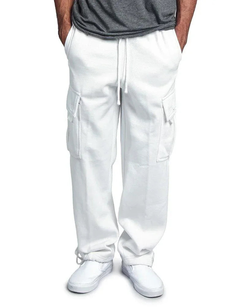 Homens carga jogger calças outono hip hop street wear calças soltas multi bolso cor sólida macacão ginásio esportes wear sweatpants