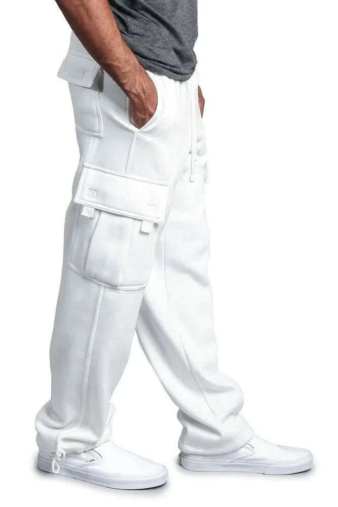 Homens carga jogger calças outono hip hop street wear calças soltas multi bolso cor sólida macacão ginásio esportes wear sweatpants