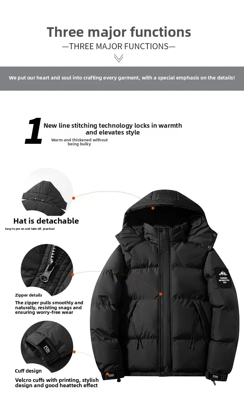 Ao ar livre masculino caminhadas acampamento à prova de vento respirável roupas de algodão quente inverno confortável moda e na moda jaqueta com capuz
