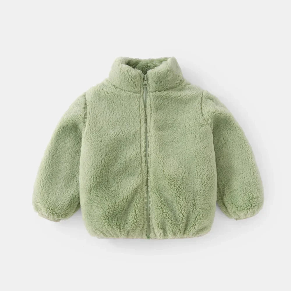 Rosa meninas jaquetas outono casaco de inverno jaqueta de lã térmica para crianças 1 2 3 4 5yrs crianças casacos quentes coreano outerwear