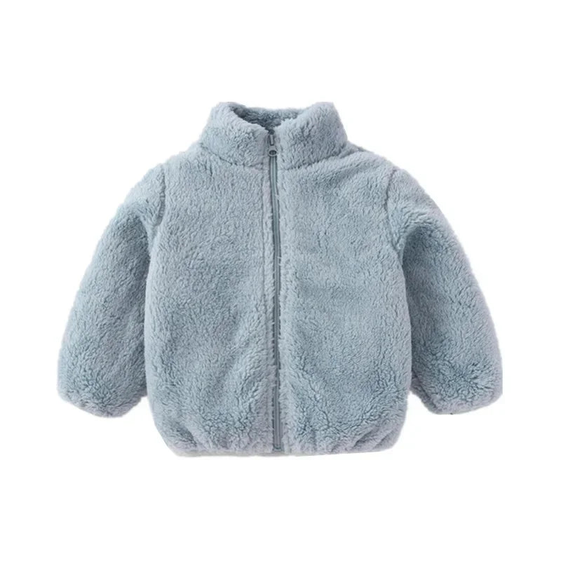 Rosa meninas jaquetas outono casaco de inverno jaqueta de lã térmica para crianças 1 2 3 4 5yrs crianças casacos quentes coreano outerwear