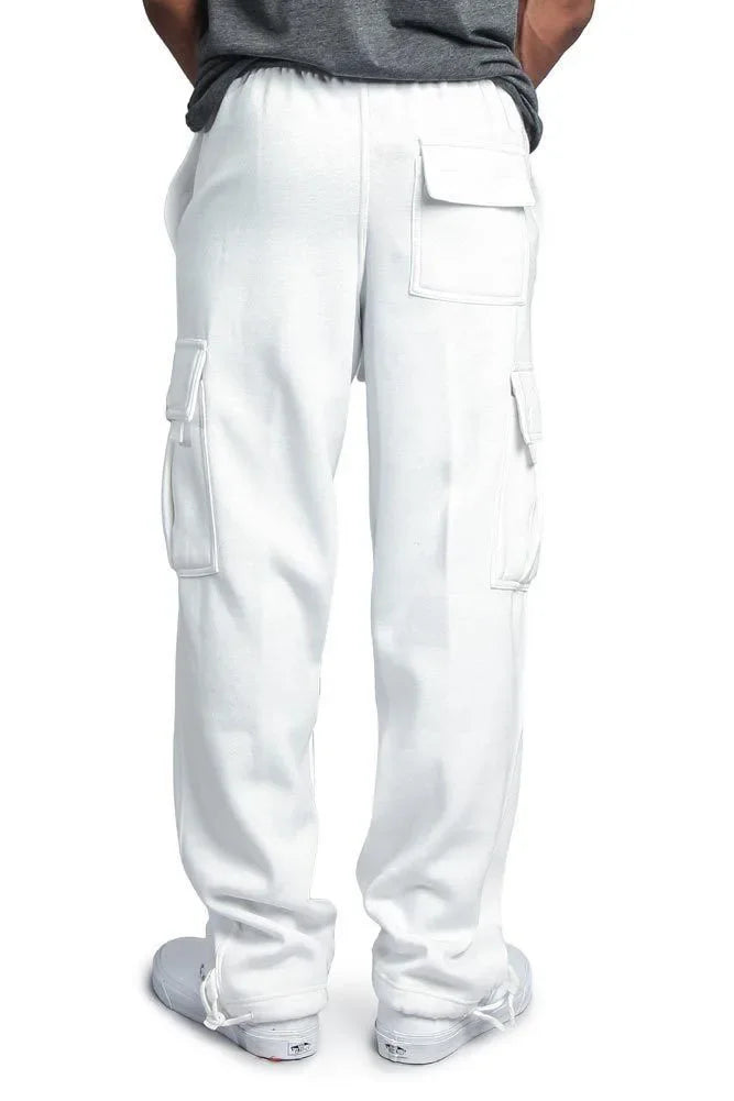 Homens carga jogger calças outono hip hop street wear calças soltas multi bolso cor sólida macacão ginásio esportes wear sweatpants