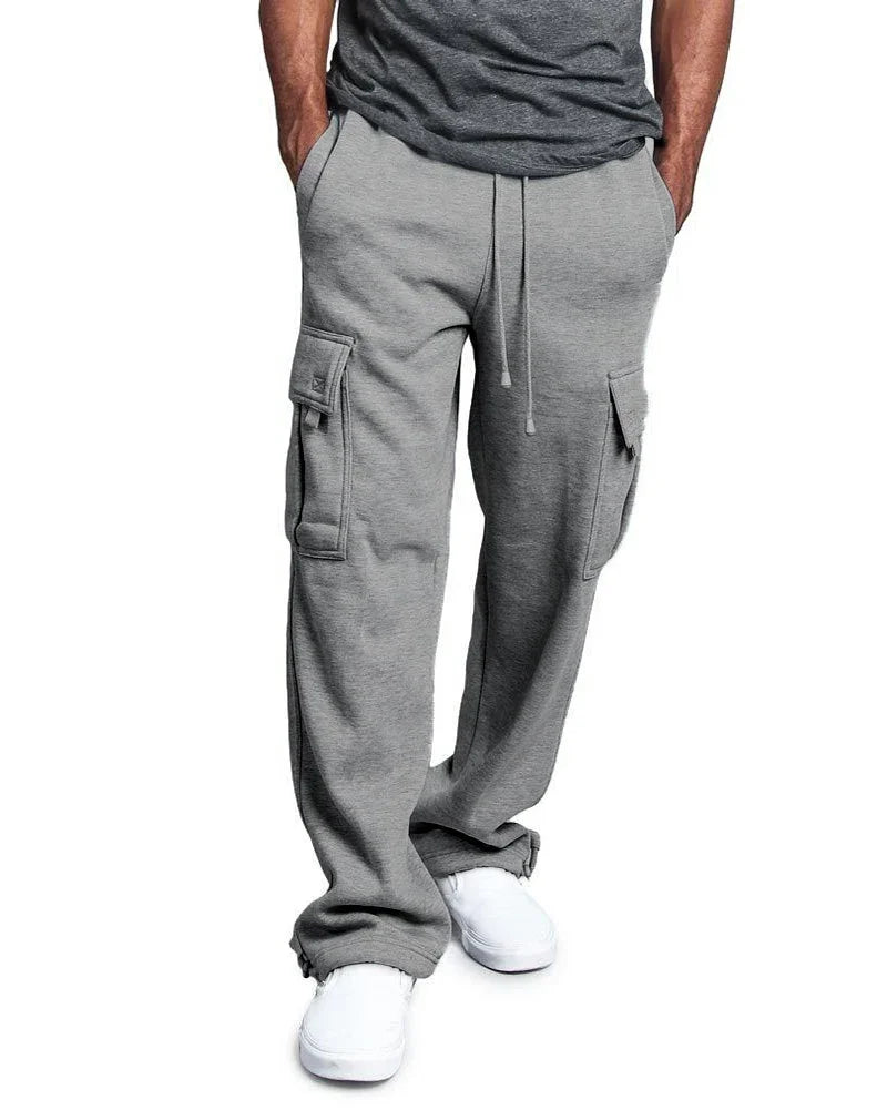 Homens carga jogger calças outono hip hop street wear calças soltas multi bolso cor sólida macacão ginásio esportes wear sweatpants